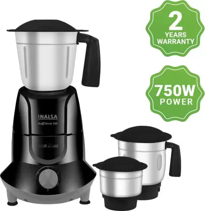 Inalsa MaxxBlend 750 Mixer Grinder (3 Jars, Black) Inalsa MaxxBlend 750 Mixer Grinder (3 Jars, Black)